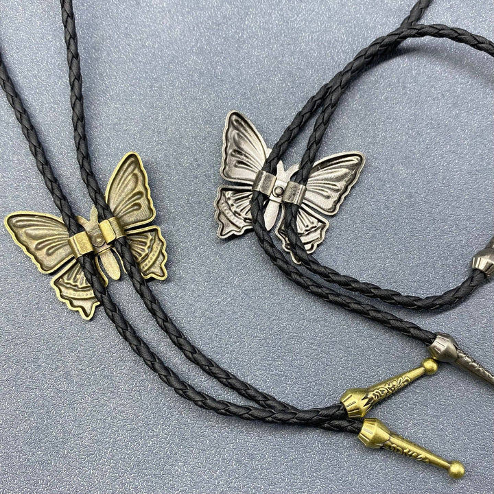 Butterfly Charm Artificial Leather Poirot Rope Necklace