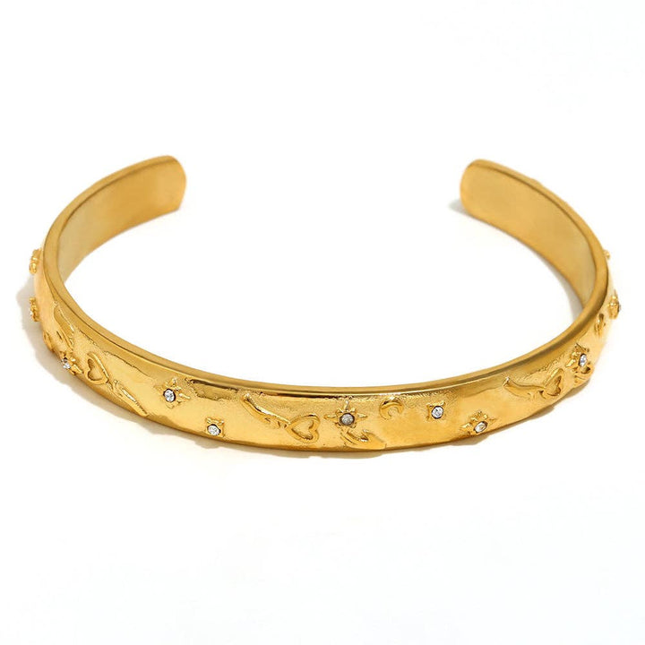 Tarot Style 18K Gold Plated S.Steel Cuff Bangle - FGS/MS