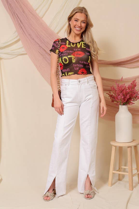 Hot Lips Mesh Crop Top