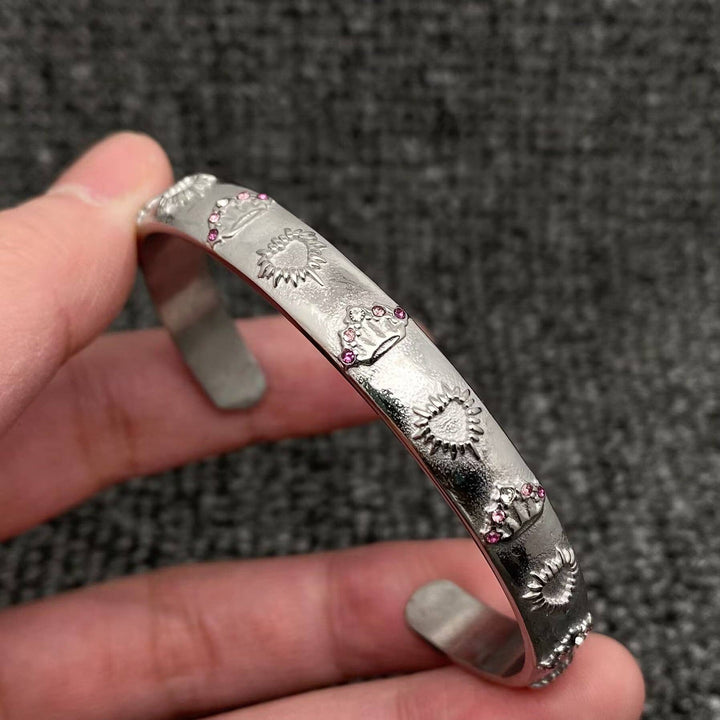 Tarot Style 18K Gold Plated S.Steel Cuff Bangle - FGS/MS