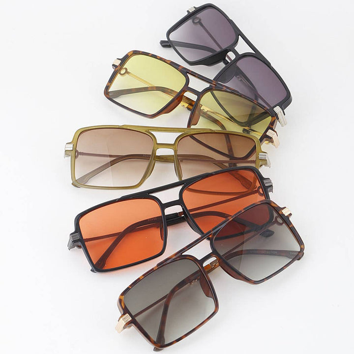 Bright Tinted Aviator Box Sunglasses