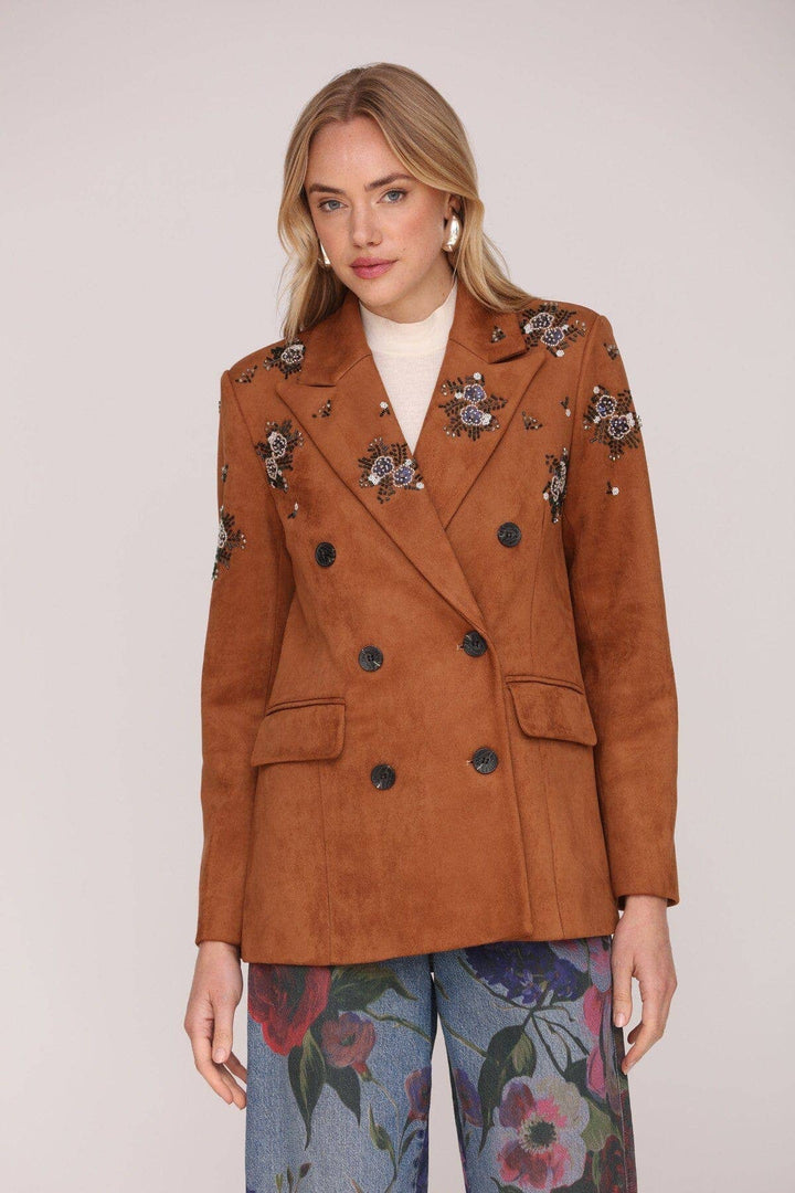 Embellished Faux Suede Blazer | Avec Les Filles