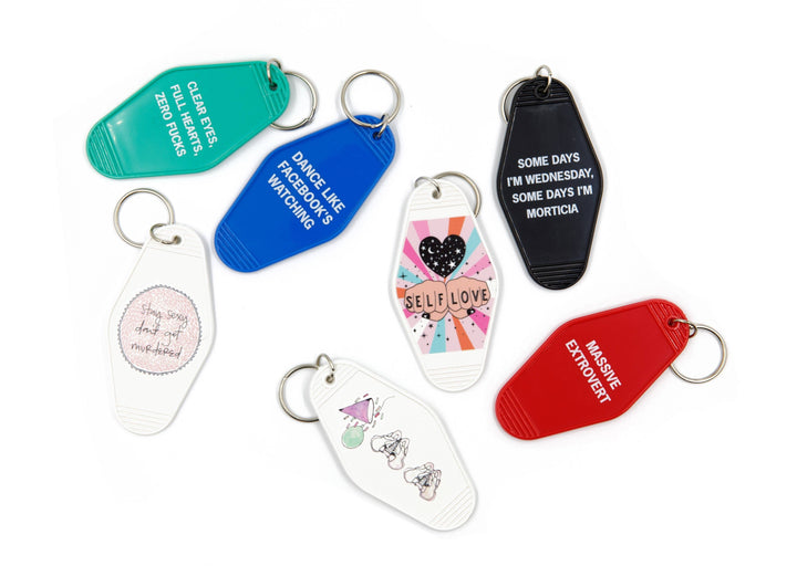 Clear Eyes, Full Hearts, Zero Fucks Motel Keychain