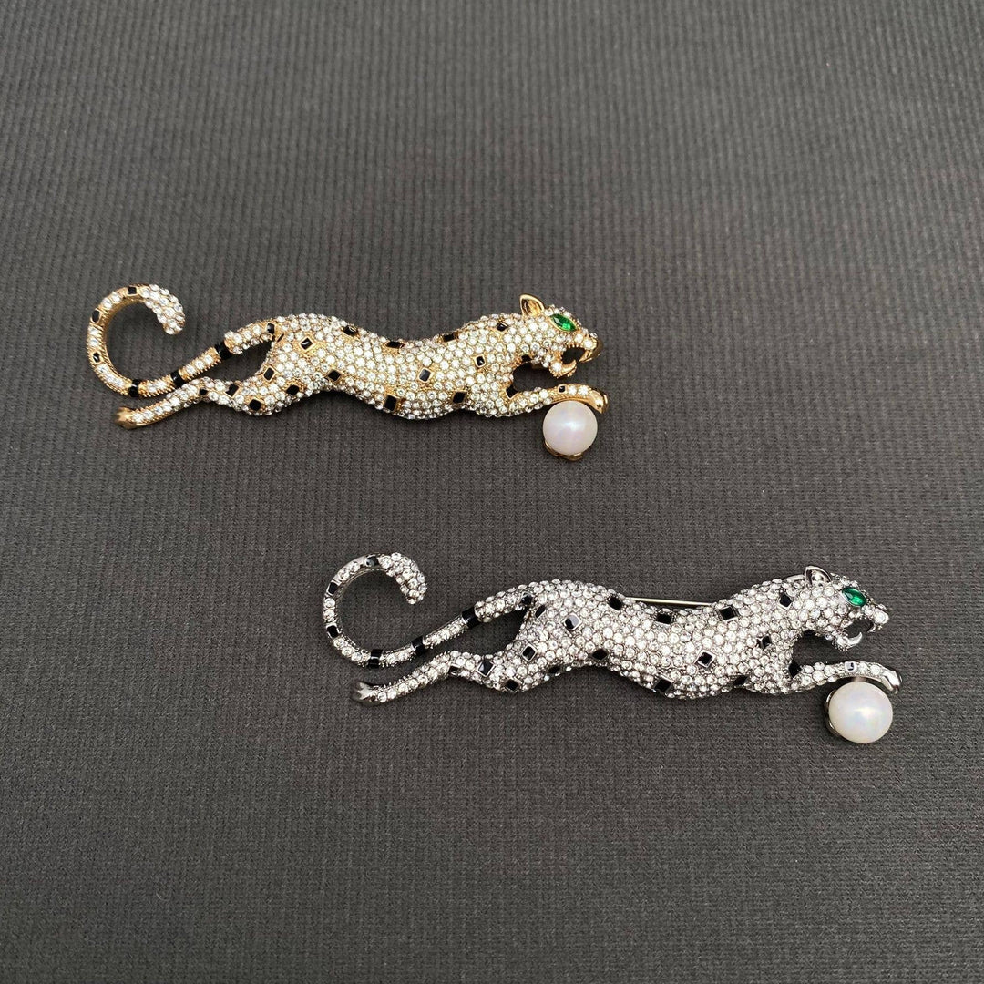 Rhinestones Cheetah Brooch