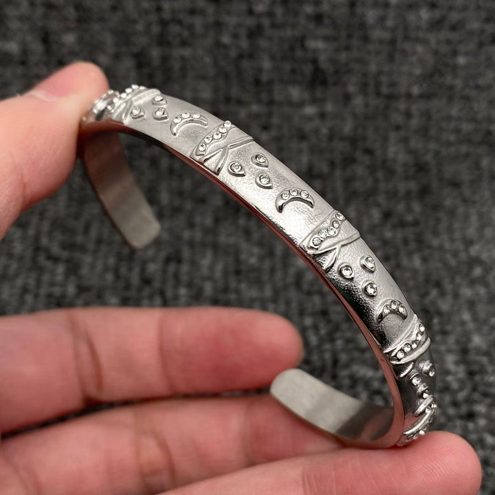 Tarot Style 18K Gold Plated S.Steel Cuff Bangle - FGS/MS