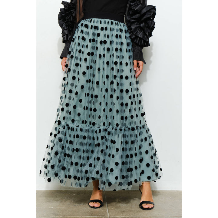 Polka Dot Tulle Tiered Maxi Skirt