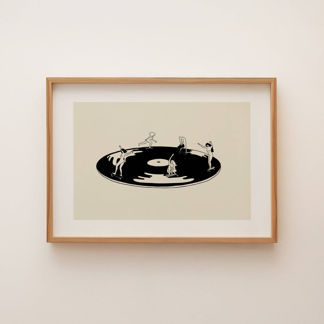 Skate Session on Vinyl Record Minimal Art Print