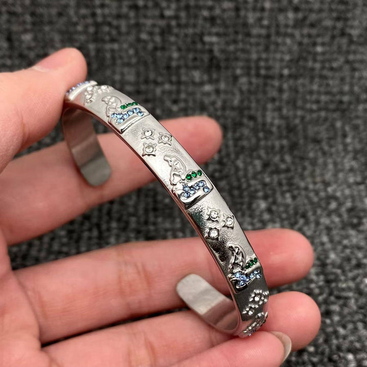 Tarot Style 18K Gold Plated S.Steel Cuff Bangle - FGS/MS