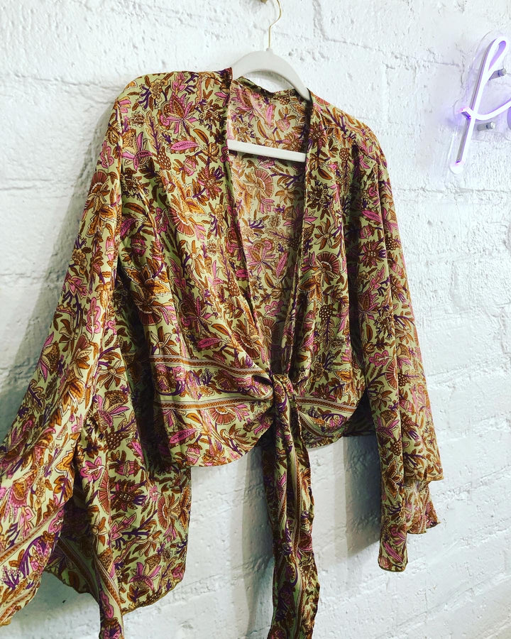 Weeping Willow Textiles- Silk Tie In Front Blouse