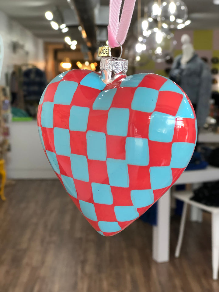 Cody + Foster Ornament - Checkered Hearts