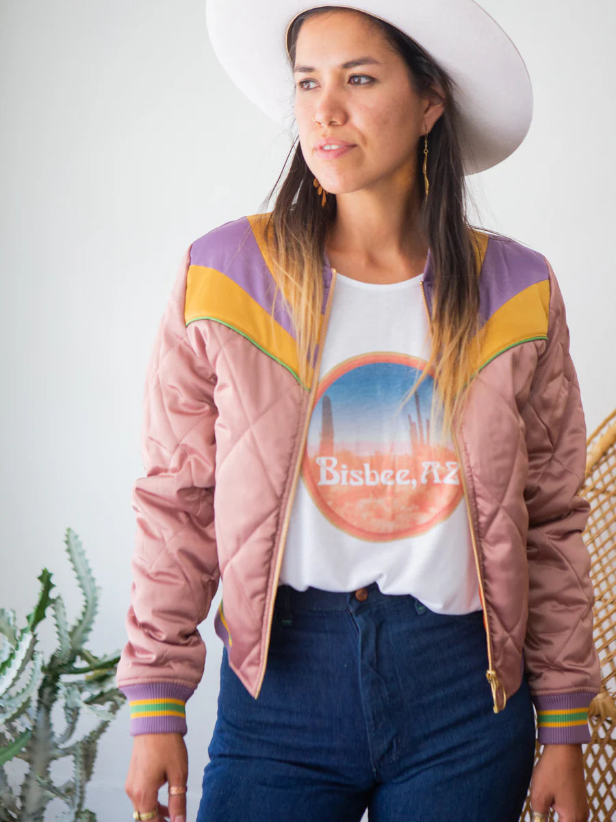 Dusty Rose Rising Bomber Jacket