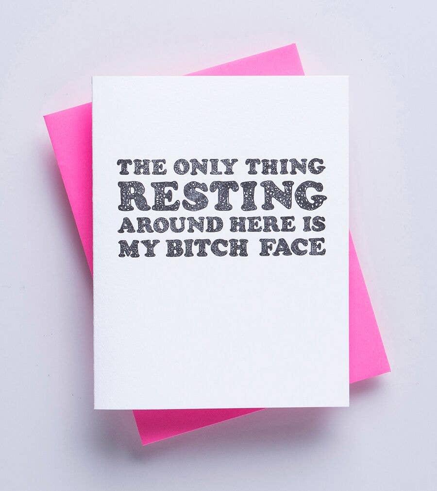 Resting Bitch Face Card - Funny Friendship Greeting Card - For the love, LV