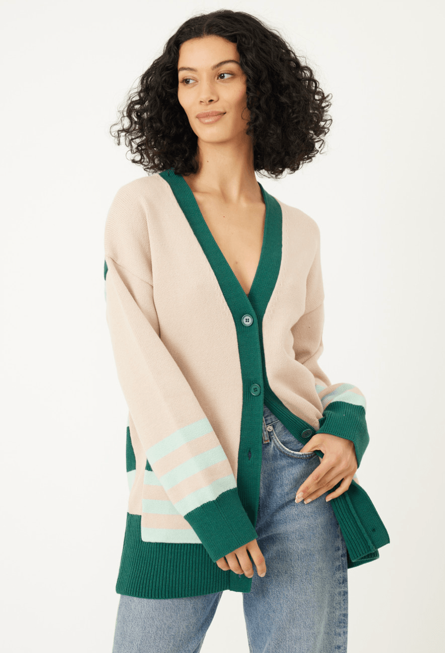 Stitches + Stripes Parker Cardigan - Oatmeal Multi Color - For the love, LV