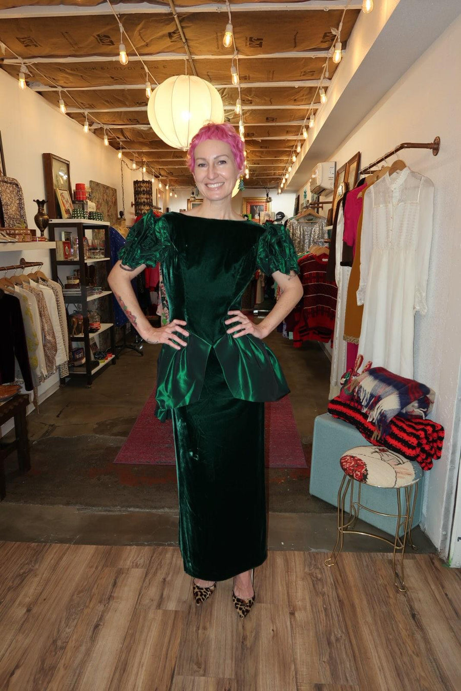 Vintage Green Velvet Cocktail Dress - For the love, LV