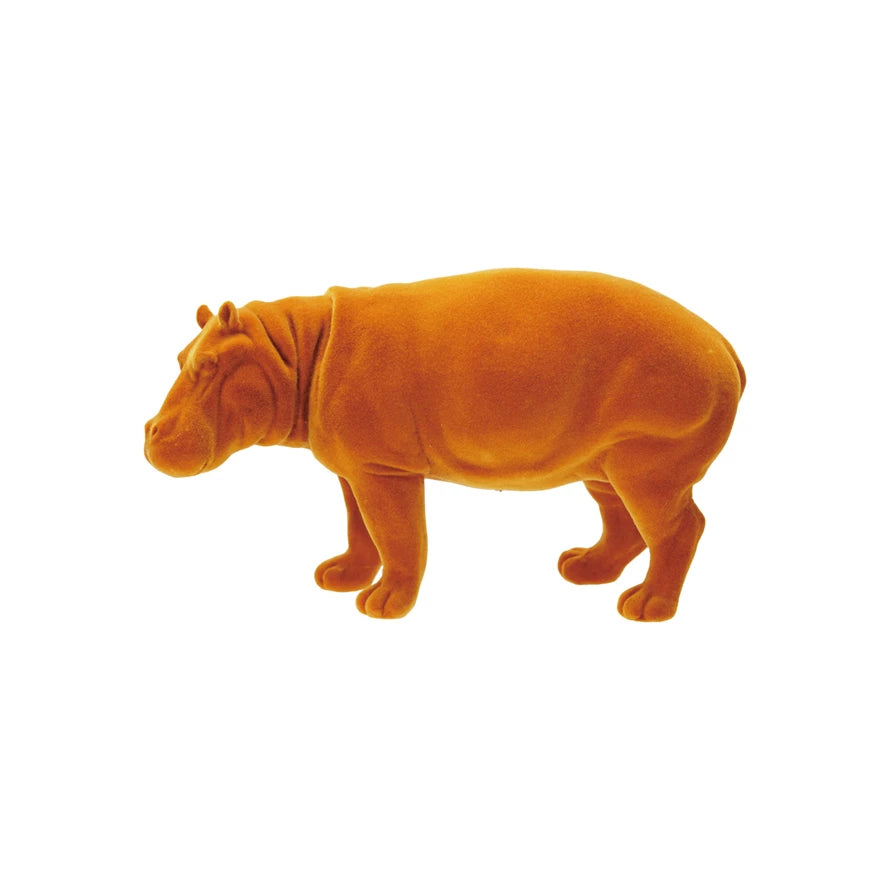 Flocked Hippo - Mustard