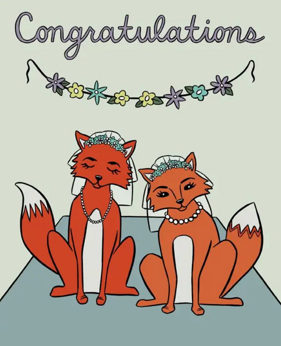 The Found- Foxes Lesbian Wedding Card